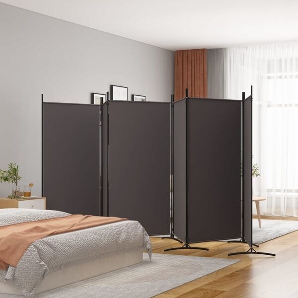 vidaXL Rumsavdelare 6 paneler brun 520x180 cm tyg Brun