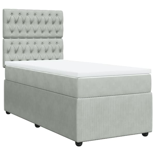 vidaXL Ramsäng med madrass ljusgrå 100x200 cm sammet Grå