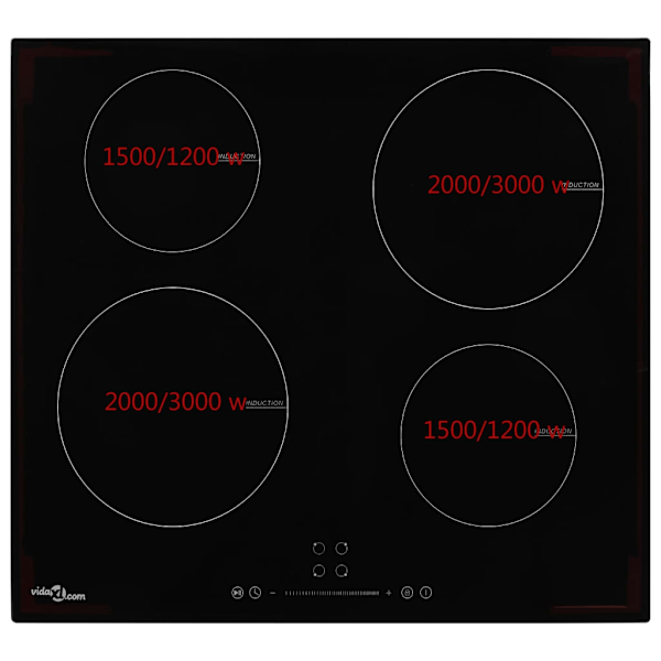 vidaXL Induktionshäll med 4 plattor touchkontroll glas 7000 W Svart