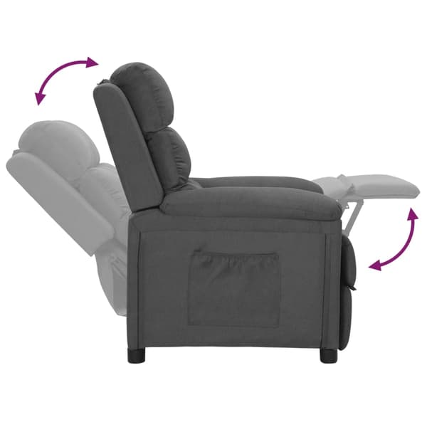 vidaXL Reclinerfåtölj mörkgrå tyg Grå