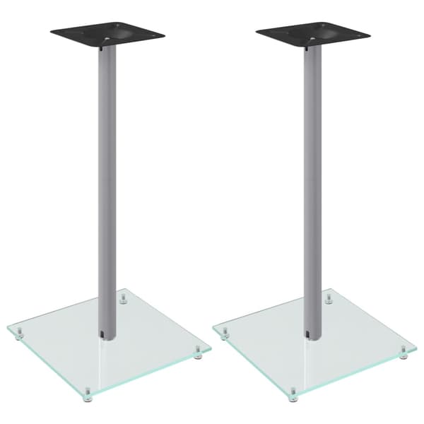 vidaXL Högtalarstativ 2 st härdat glas 1-pelardesign silver Silver