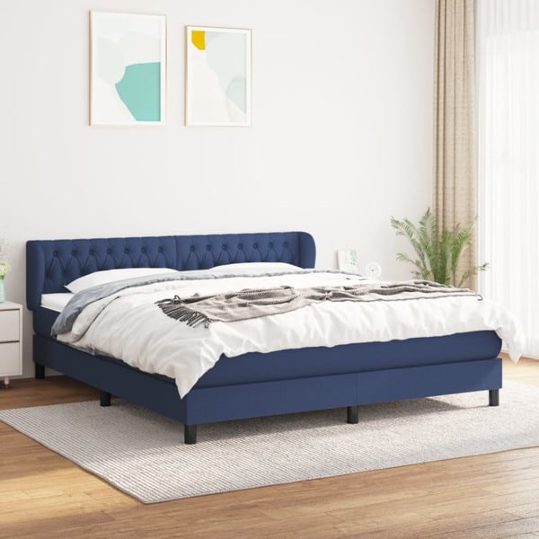 vidaXL Ramsäng med madrass blå 180x200 cm tyg Blå