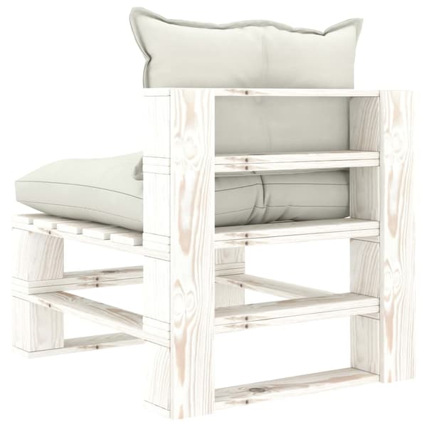 vidaXL Pallsoffa mittensektion med beige dynor trä Beige