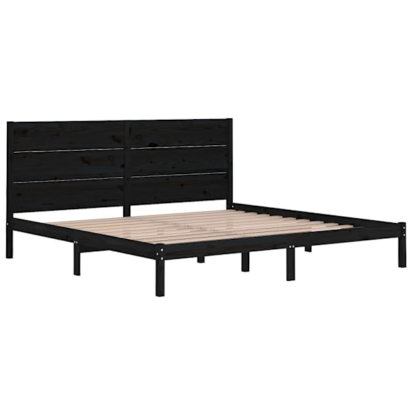 vidaXL Sängram svart massiv furu 200x200 cm Svart