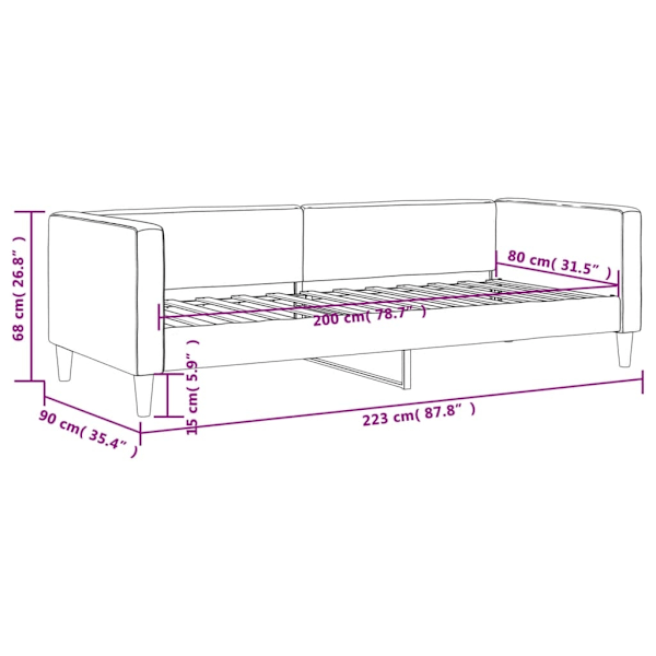 vidaXL Dagbädd gräddvit 80x200 cm tyg Kräm