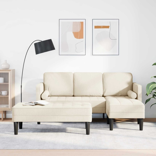 vidaXL Soffset med kudde 2 pcs Linne Polyester Beige