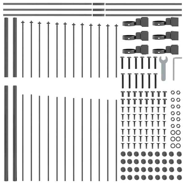 vidaXL Trädgårdsstängsel 4 pcs Grå 170 x 215 cm Pulverlackerat stål Grå