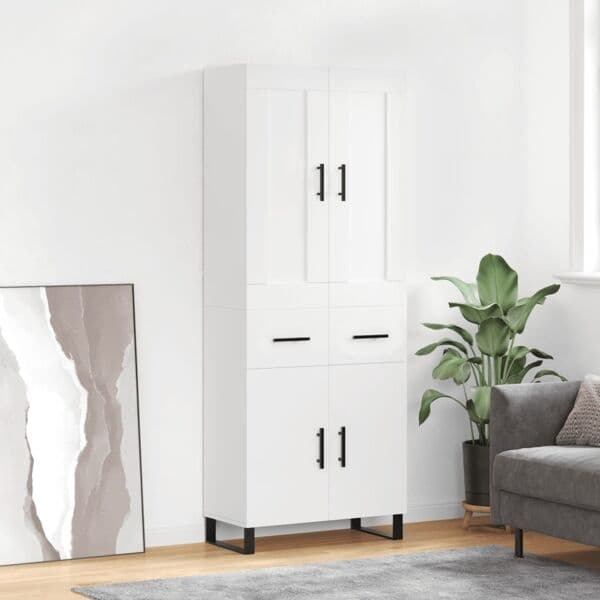 vidaXL Högskåp vit 69,5x34x180 cm konstruerat trä Vit