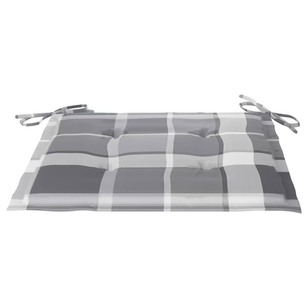 vidaXL Trädgårdsstolar 2 st med grårutiga dynor massiv teak multifärg