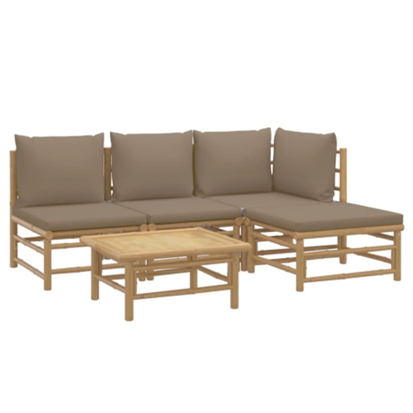 vidaXL Loungegrupp 5 delar taupe dynor bambu Brun