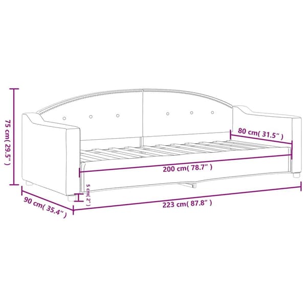 vidaXL Dagbädd gräddvit 80x200 cm tyg Kräm
