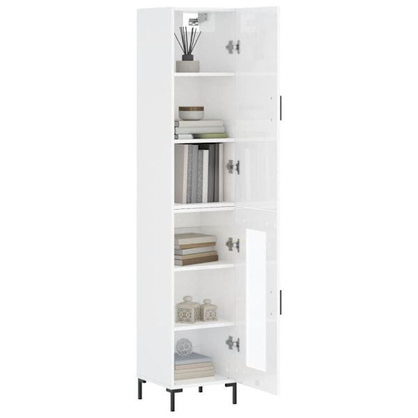 vidaXL Högskåp vit högglans 34,5x34x180 cm konstruerat trä Vit