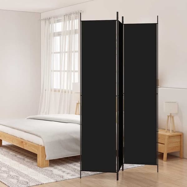 vidaXL Rumsavdelare 3 paneler 150x220 cm svart tyg art