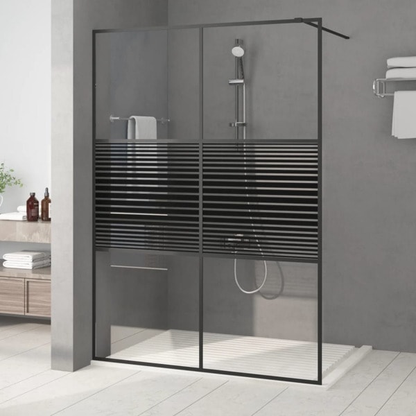 vidaXL Duschvägg svart 140x195 cm klart ESG-glas Svart