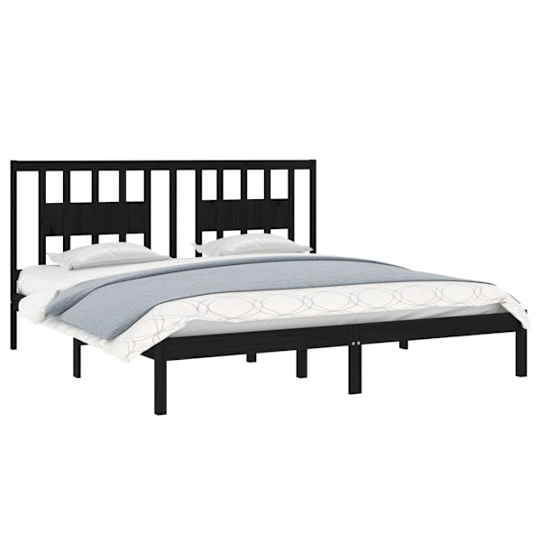 vidaXL Sängram svart massiv furu 200x200 cm Svart