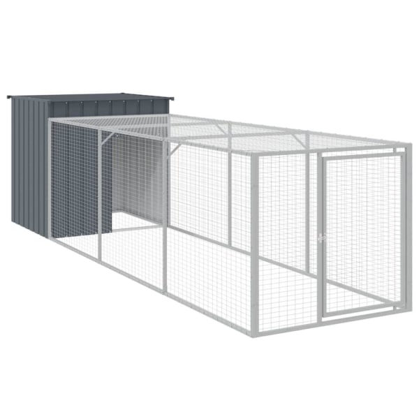 vidaXL Hönshus med gård antracit 110x405x110 cm galvaniserat stål Antracit