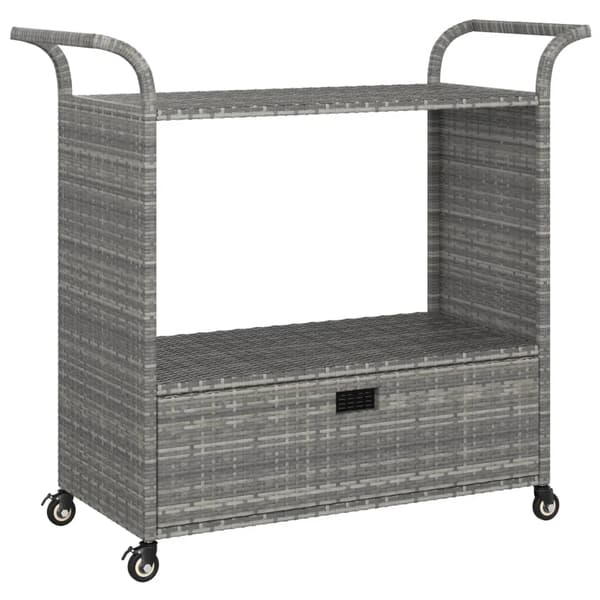 vidaXL Serveringsvagn med låda grå 100x45x97 cm konstrotting grå