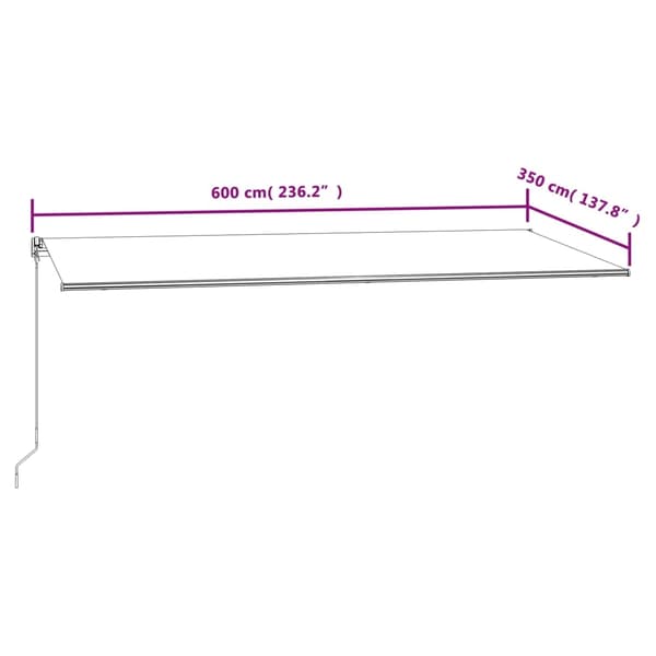 vidaXL Automatisk markis 600x350 cm blå och vit Blå