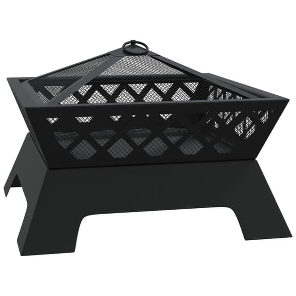 vidaXL Eldstad med eldgaffel 50 cm XXL stål Svart