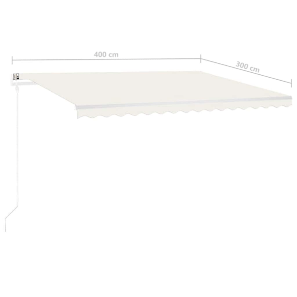 vidaXL Markis med LED manuellt infällbar 4x3 m gräddvit Creme