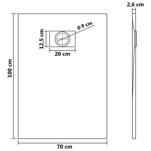 vidaXL Duschkar SMC brun 100x70 cm Brun