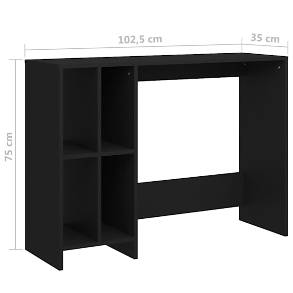 vidaXL Datorbord svart 102,5x35x75 cm konstruerat trä Svart