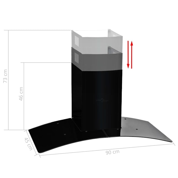 vidaXL Väggmonterad köksfläkt rostfritt stål 756 m³/h 90 cm svart Svart