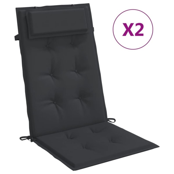 vidaXL Stolsdynor för stolar med hög rygg 2 st svart oxfordtyg Svart