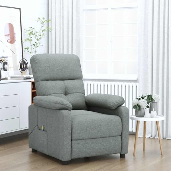 vidaXL Massagefåtölj mörkgrå tyg grå