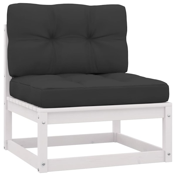 vidaXL Loungegrupp med dynor 3 delar massiv furu Vit