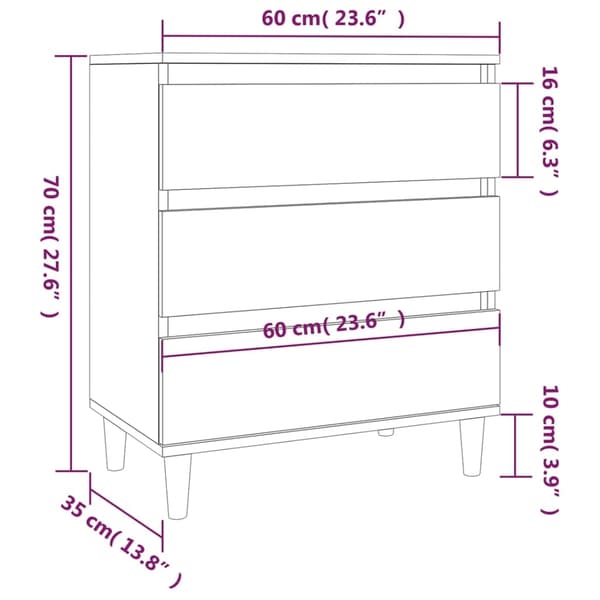 vidaXL Byrå vit högglans 60x35x70 cm konstruerat trä Vit