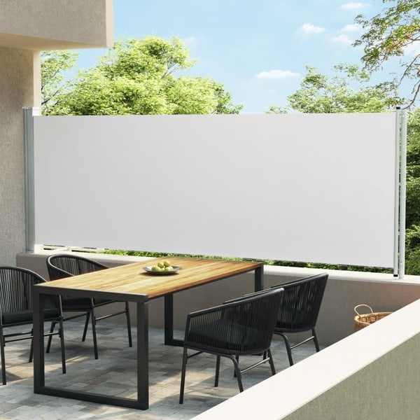 vidaXL Infällbar sidomarkis 160x600 cm gräddvit Creme