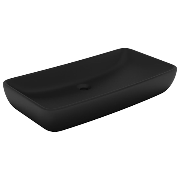 vidaXL Lyxigt rektangulärt handfat matt svart 71x38 cm keramik Svart