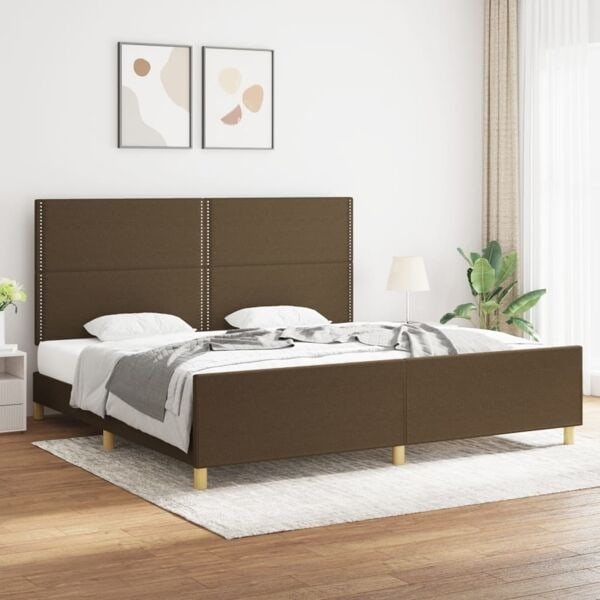 vidaXL Sängram utan madrass mörkbrun 200x200 cm tyg Brun