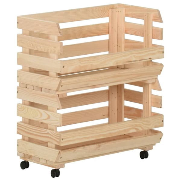 vidaXL Grönsaksvagn 37x30x80 cm massiv furu Brun