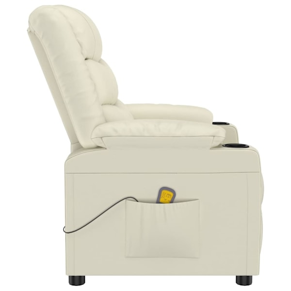 vidaXL Massagefåtölj gräddvit konstläder Kräm