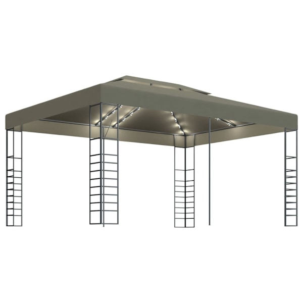 vidaXL Paviljong med ljusslinga LED 3x4 m taupe Taupe
