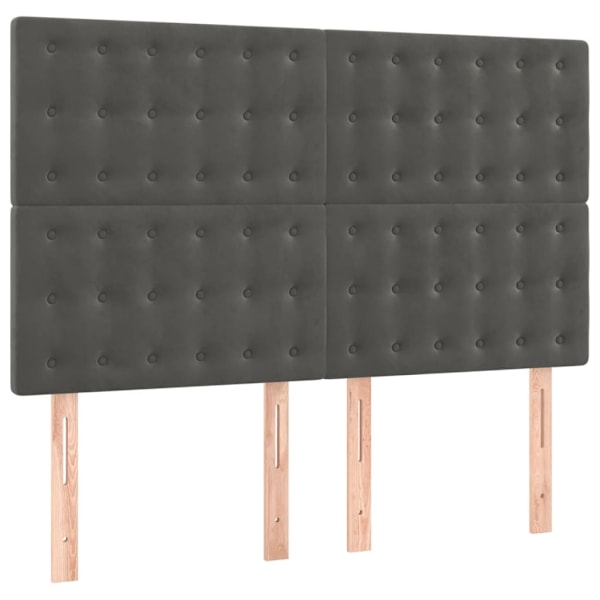 vidaXL Ramsäng med madrass mörkgrå 140x200 cm sammet Grå
