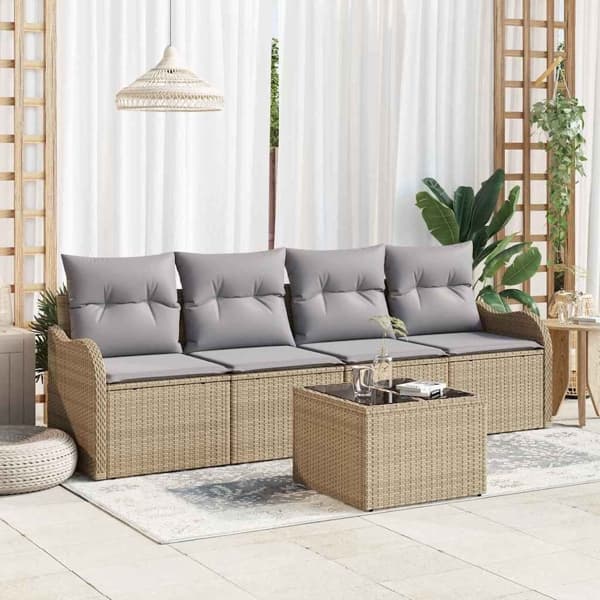 vidaXL Trädgårdsoffset Beige konstrotting Beige
