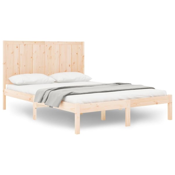vidaXL Sängram massiv furu 150x200 cm Brun