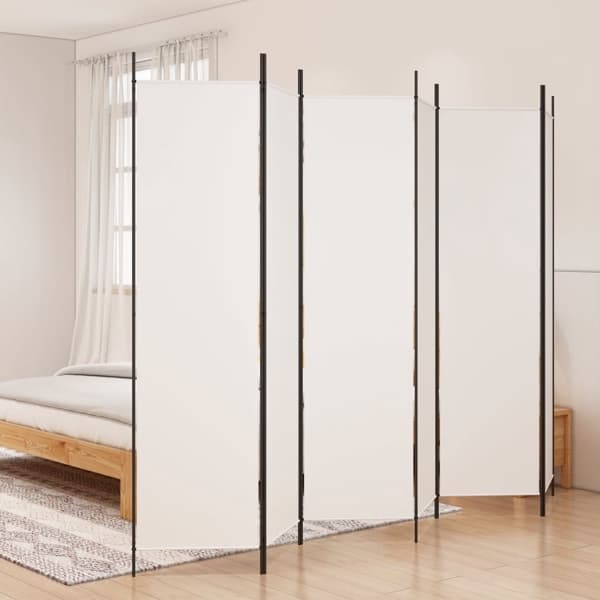 vidaXL Rumsavdelare 6 paneler vit 300x200 cm tyg Vit