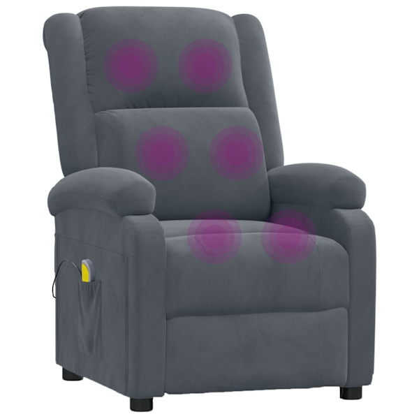 vidaXL Massagefåtölj mörkgrå sammet Grå