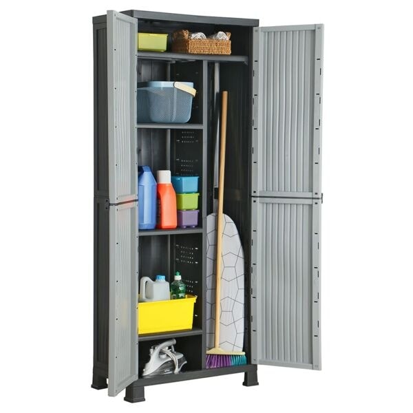 vidaXL Plastskåp 68x39x171,5 cm grå