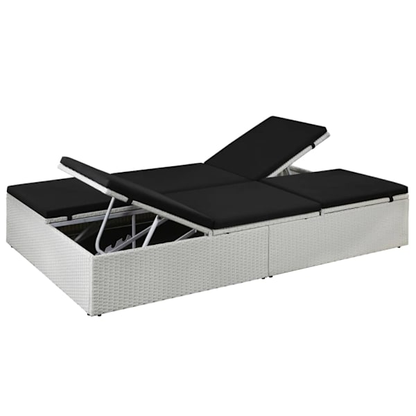 vidaXL Solsäng med dyna konstrotting svart Vit