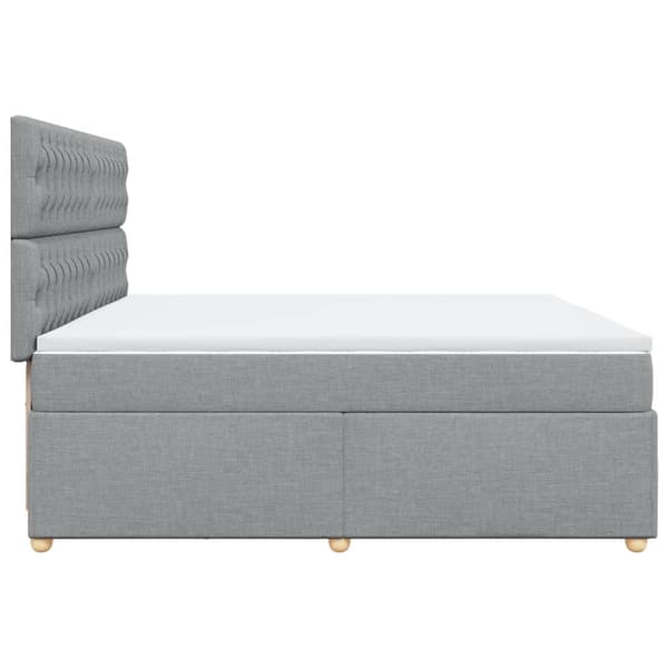 vidaXL Ramsäng med madrass ljusgrå 200x200 cm tyg Grå