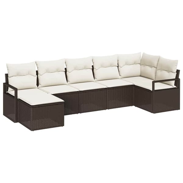 vidaXL Soffset 7 st Brun och Kräm konstrotting Brun