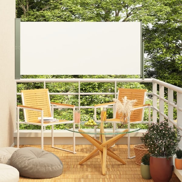vidaXL Infällbar sidomarkis 140x300 cm gräddvit Creme