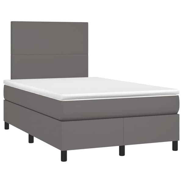 vidaXL Ramsäng med bäddmadrass grå 120x190 cm konstläder Grå