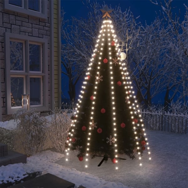 vidaXL Ljusnät för julgran 250 lysdioder kallvit 250 cm Vit