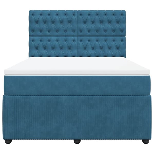 vidaXL Ramsäng med madrass blå 160x200 cm sammet Blå